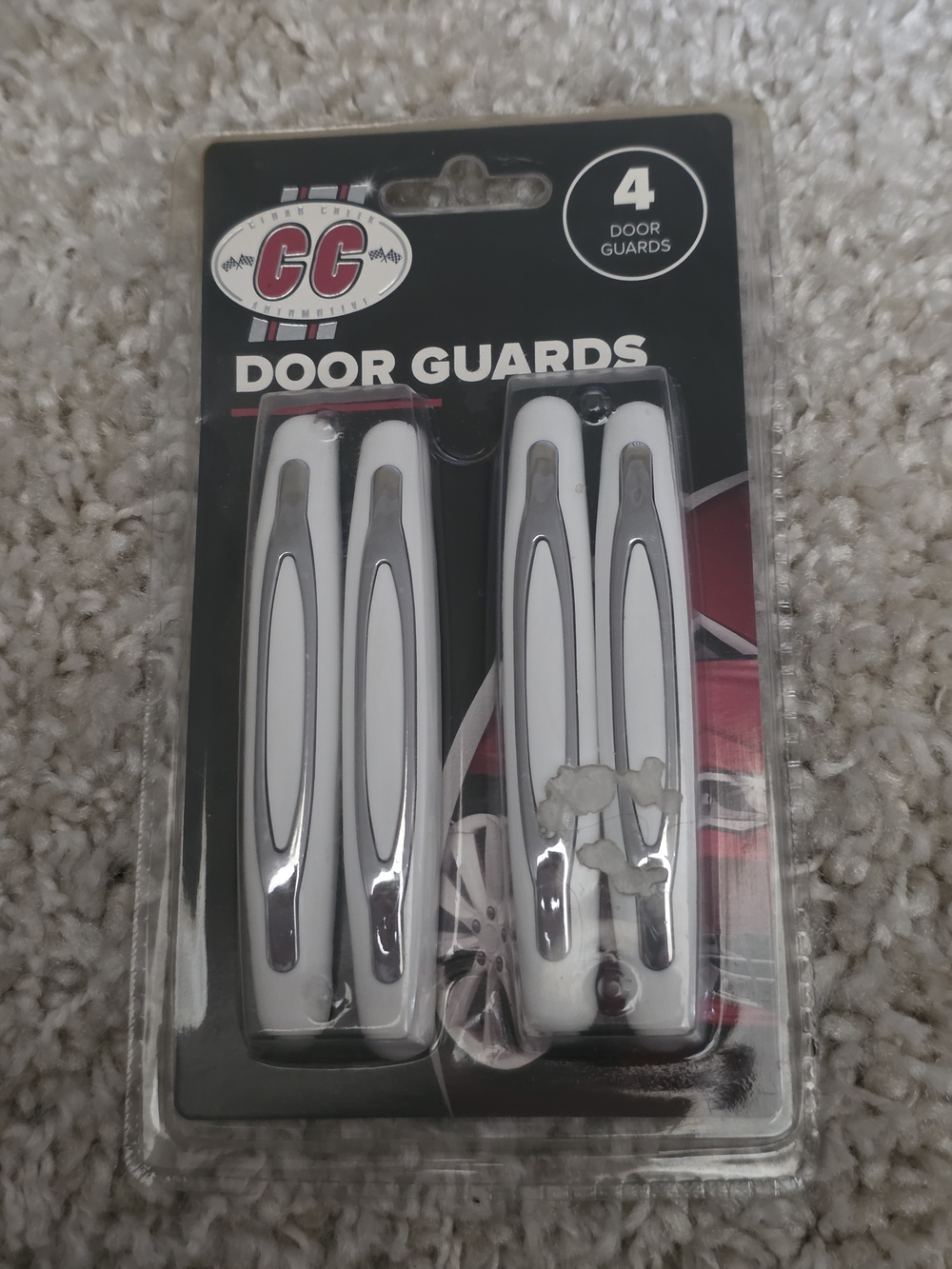 CC New Vehicle Door Guards - White with Silver Accents (4 Pack)